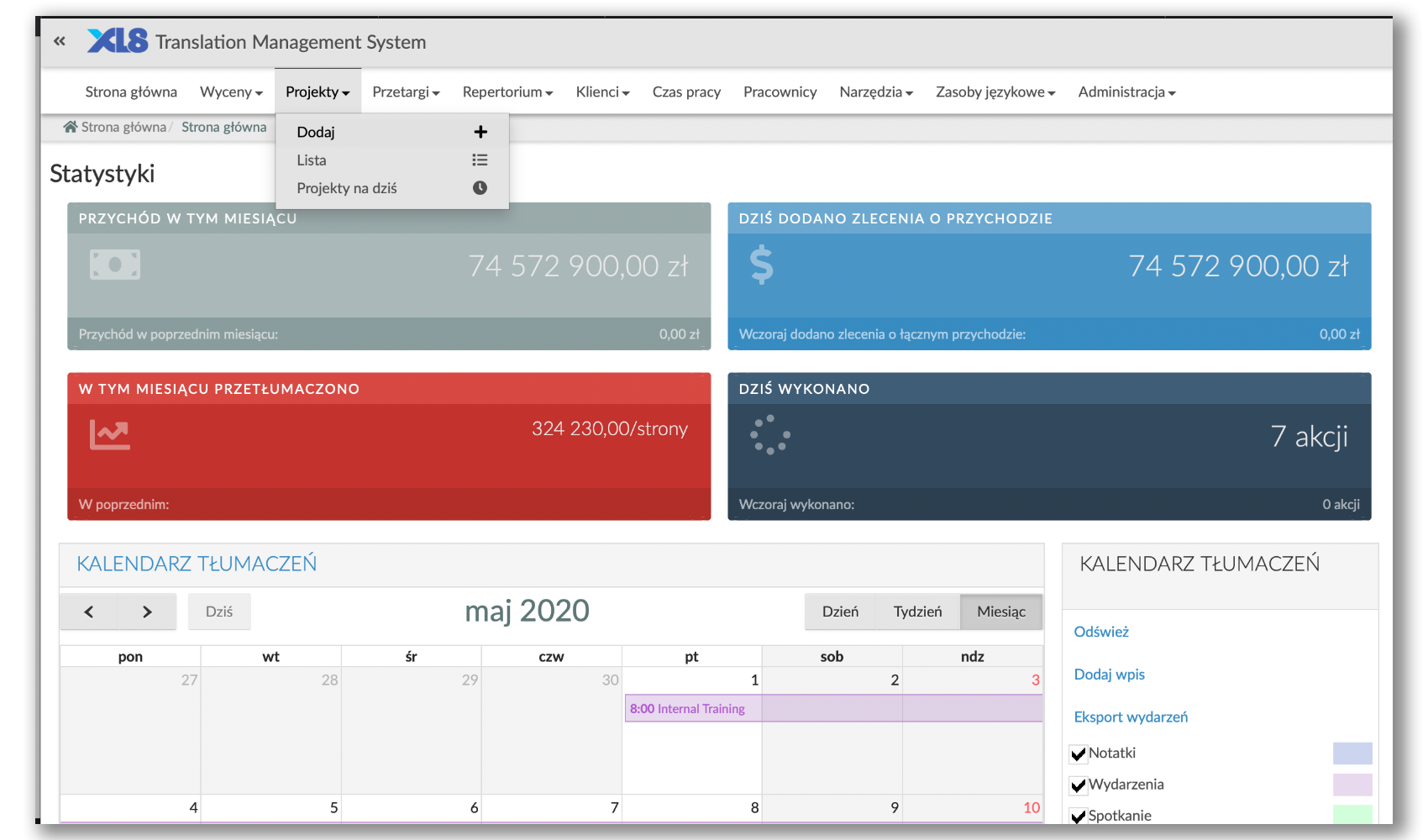 XL8 TMS — pulpit / dashboard