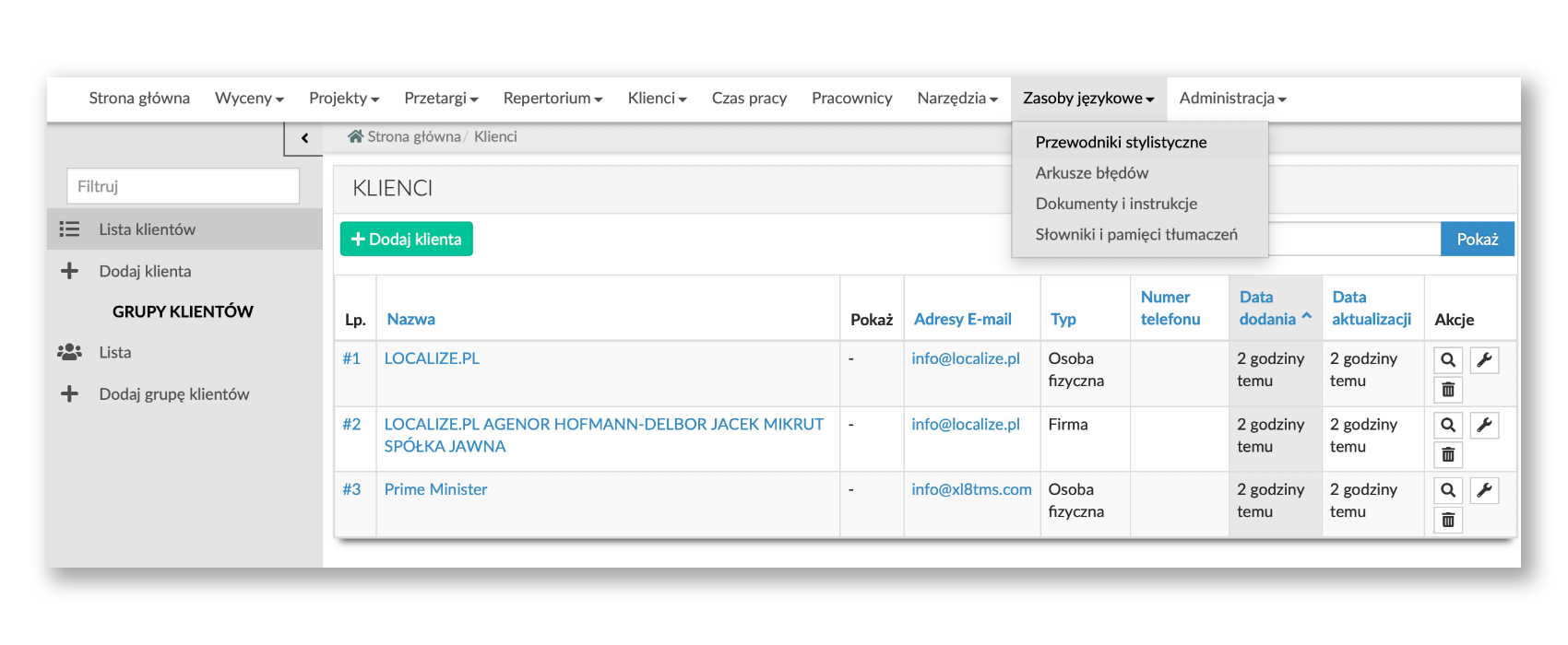 XL8 TMS — Language resources
